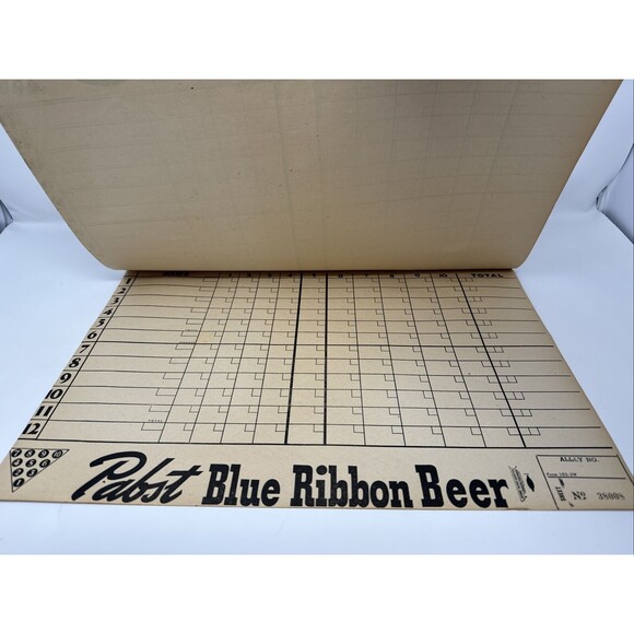 LOT OF 5 Pabst Blue Ribbon Beer Paper Advertisement on Bowling Score Sheet Vgt - Picture 7 of 8